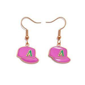 Arizona Diamondbacks Purple Cap Dangle Earrings W/ Metal Hooks